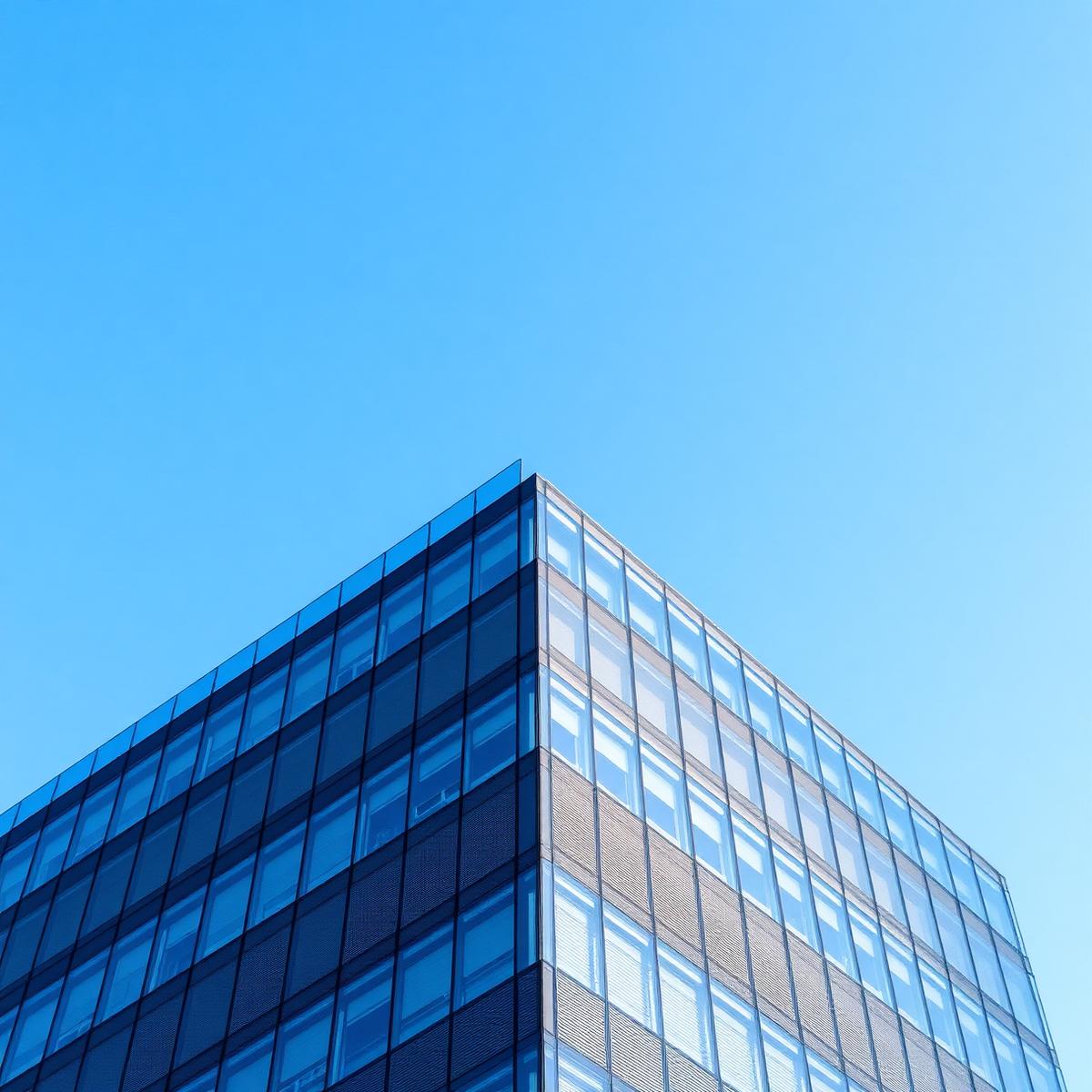Modern glass office building against clear sky — Beruvex Tech